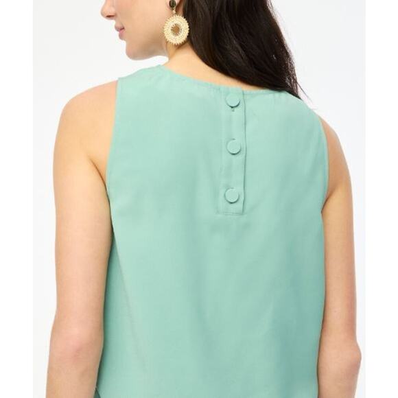 JCrew Factory Sleeveless Button-Back Shell BY429 Eucalyptus Steam Green Sz S NWT - Picture 2 of 4